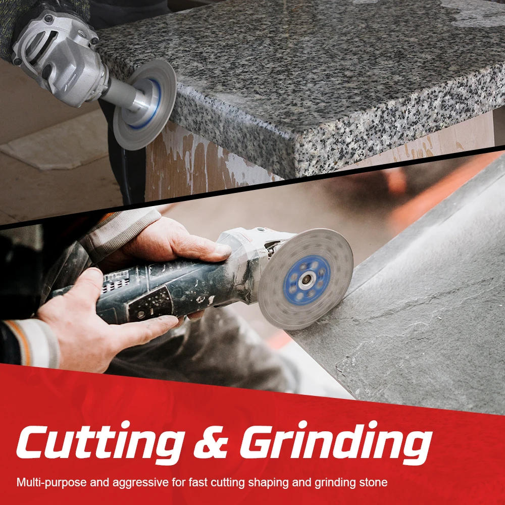 Dia 105mm-125mm Double Sided Vacuum Brazed Fast Cutting Shaping Grinding Wheel With Removable Flange For Cutting Granite Marble