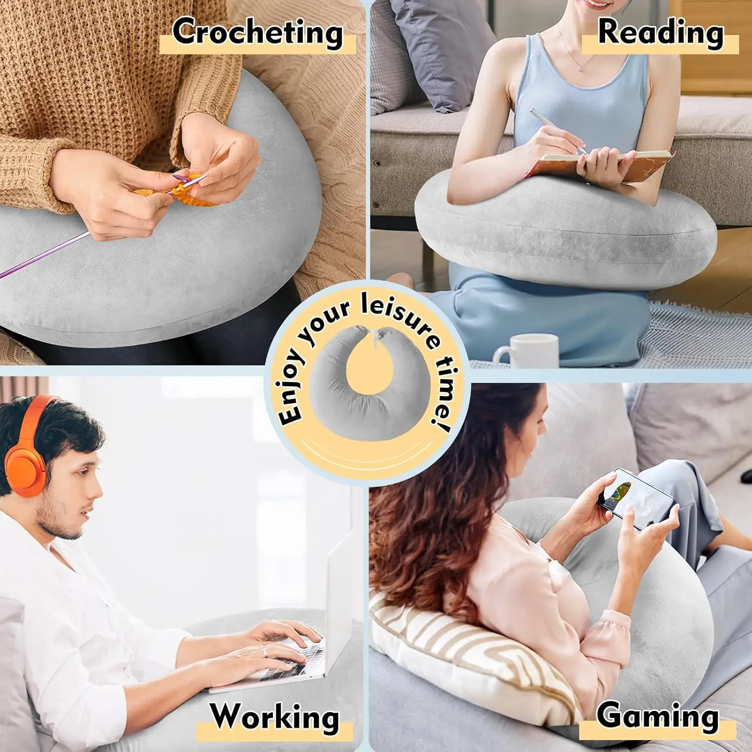 

Adult Multi-Use Support Pillow - Reading/Gaming/Crocheting Arm Pillow, Portable Desk Skin-Friendly Blanket for Watching TV