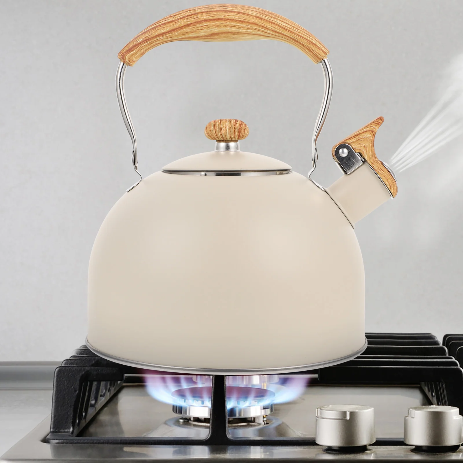 

Stainless Steel Kettle Household Tea Wood Handle Water Thickened Teakettle Whistling 25L