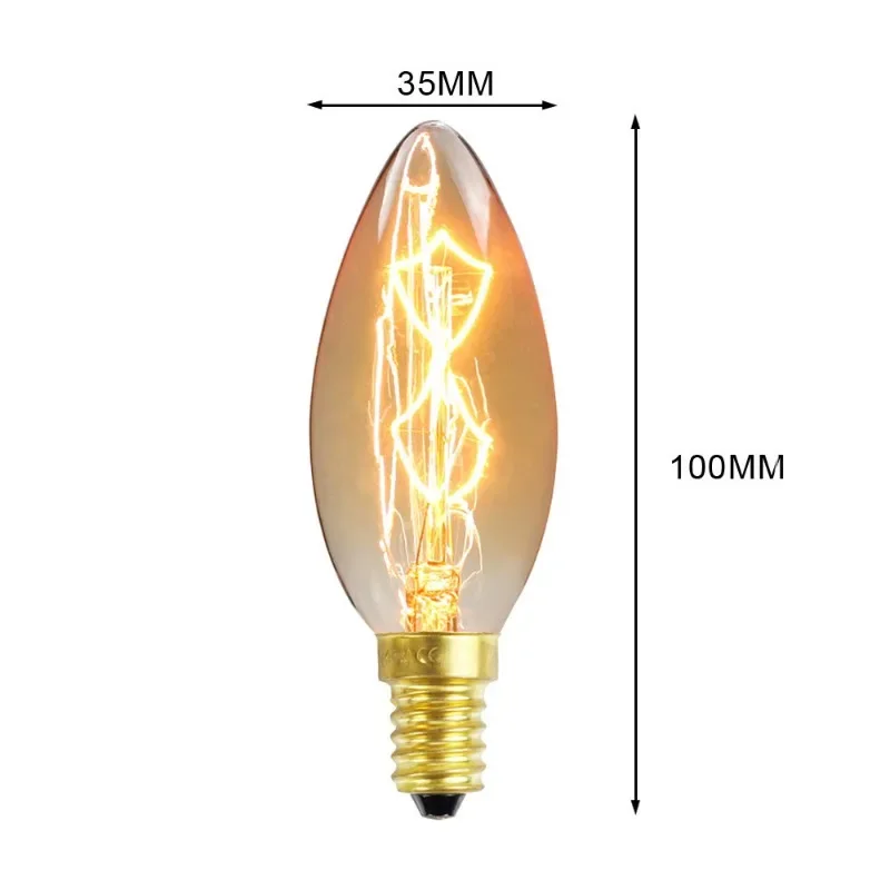 E14 lampu bohlam LED Spiral 40W, bohlam lampu Edison Vintage 220V T20 kuning hangat 40W