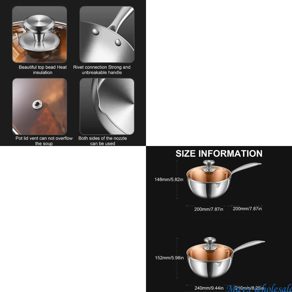 Multifuntional Soup Pots 304Stainless Steel Cooking Pots Practical Small Pots 448A