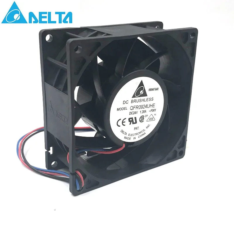 

Brand New for delta 9cm QFR0924UHE 9238 92*92*38mm DC 24v 1.2A 3wire Cooling fan 8300RPM 131.76CFM