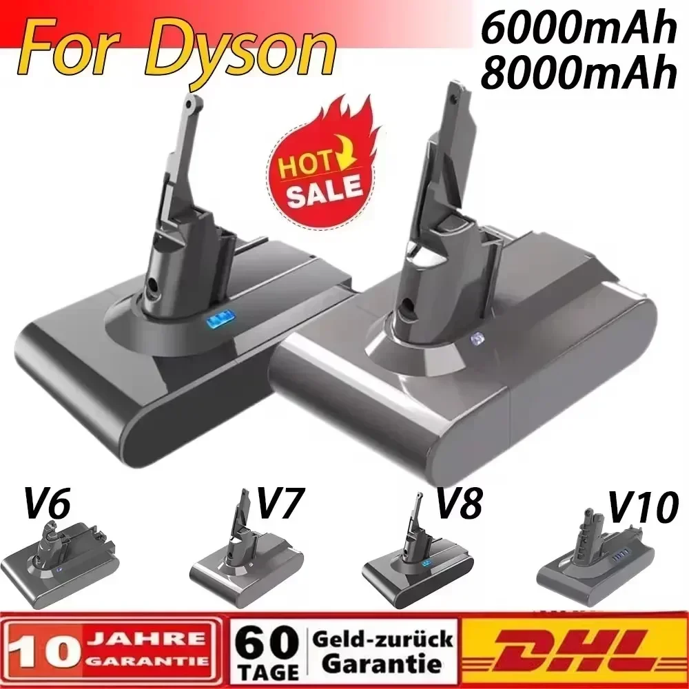 8000mAh para Dyson V6 V7 V8 V10 batería recargable SV10 SV11 SV12 SV09 batería de aspiradora DC58 batería para Sony batería Cel