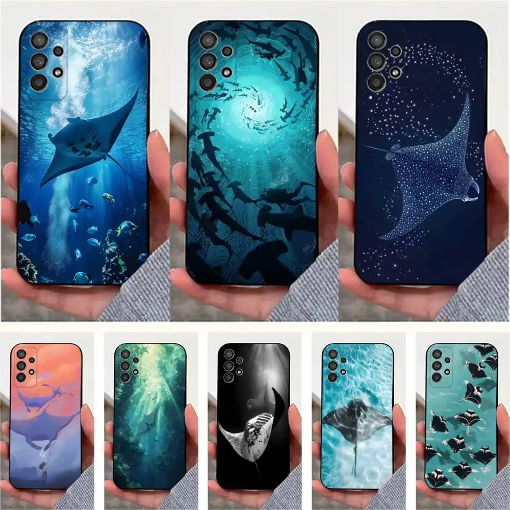 

Manta Ray Ocean Animal Phone Case For Samsung S25,S24,S23,S22,S20,S21,S10,Ultra,Plus,Lite,FE,Soft Silicone Black Cover