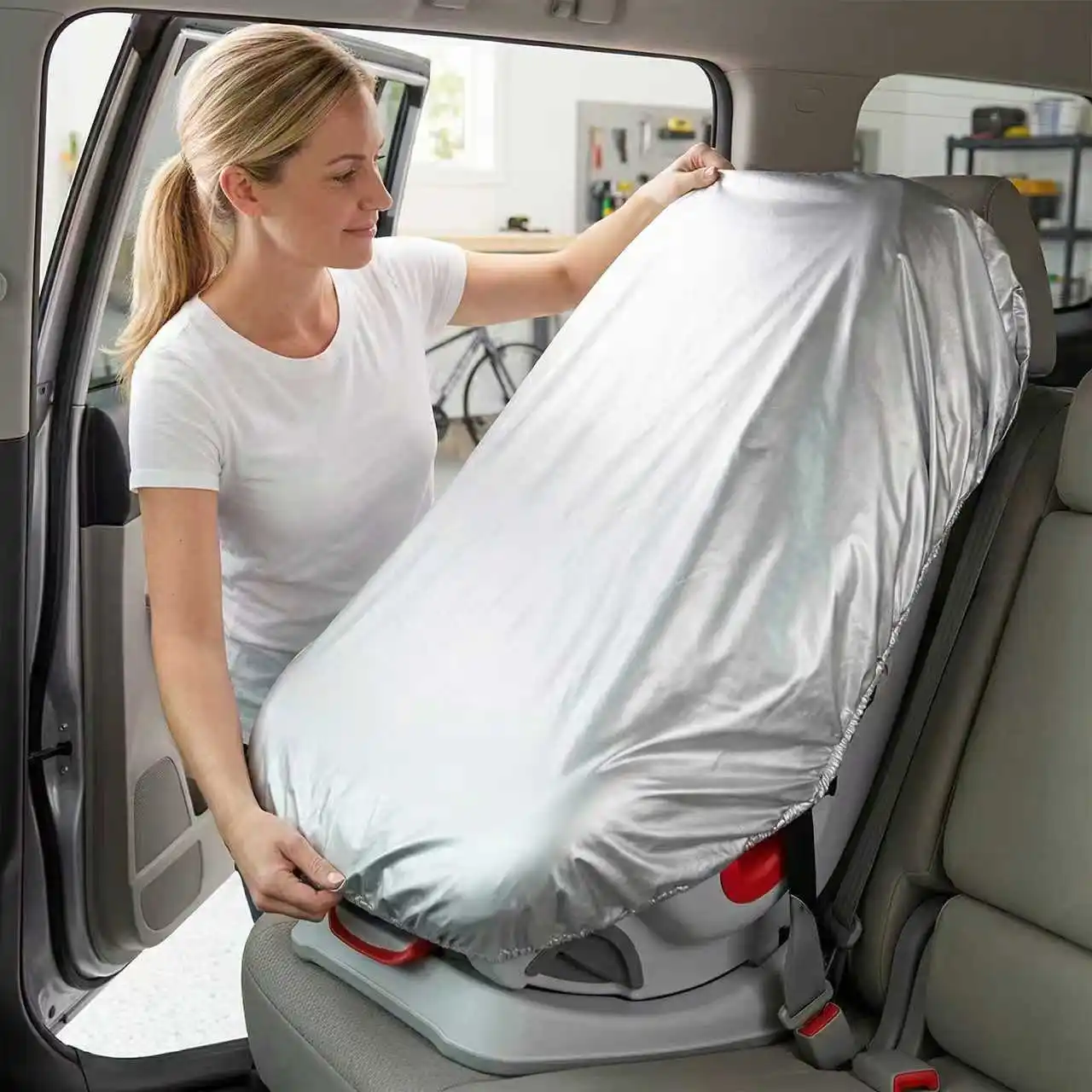 1PC Silver  Baby Car Seat Sun Shade Cover Blocks Out Heat & Sun UV Covers Universal Baby Travel Accessories