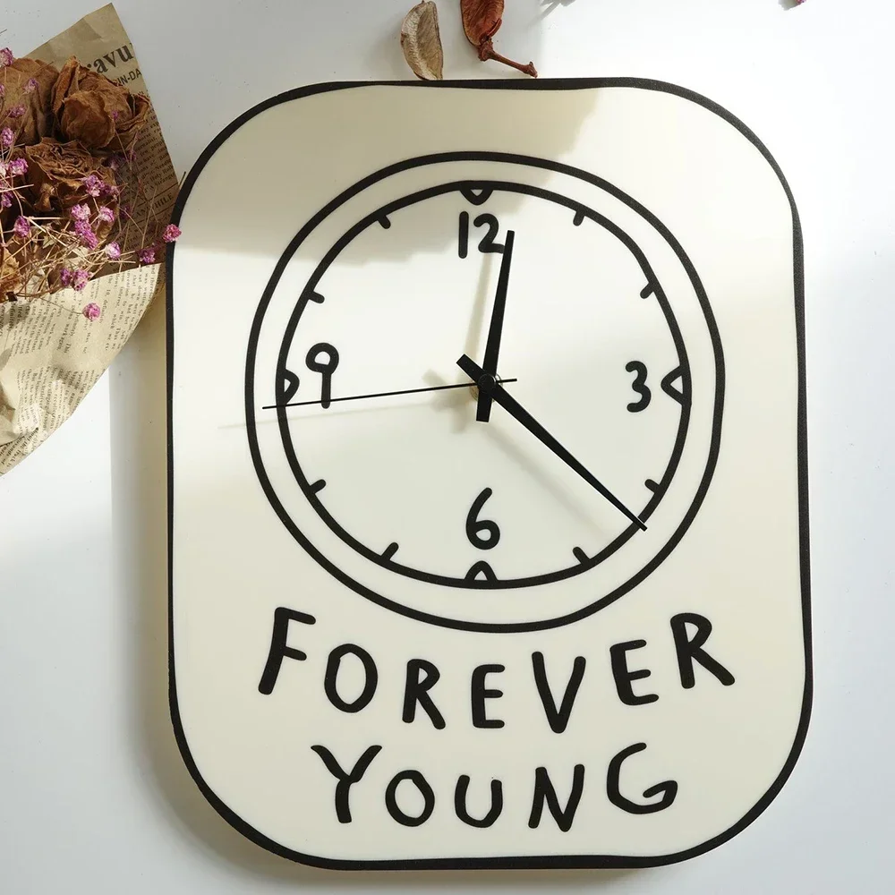 New Cream Style Wall Clock Modern Simple Acrylic Living Room Mute Clock Desktop Creative Cartoon Home Decoration Ornaments