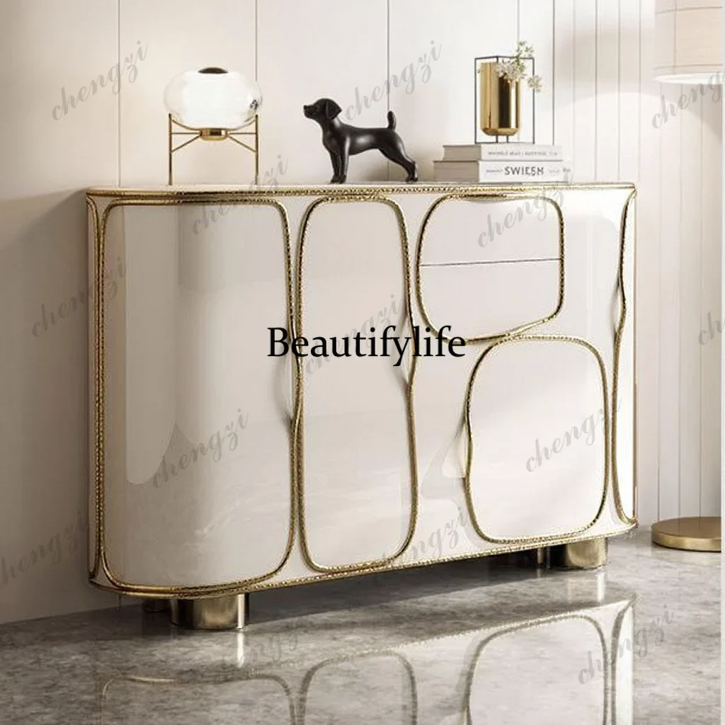 Y136 Italian light luxury solid wood dining side cabinet high-end villa living room art secret cabinet creative wall storage cab