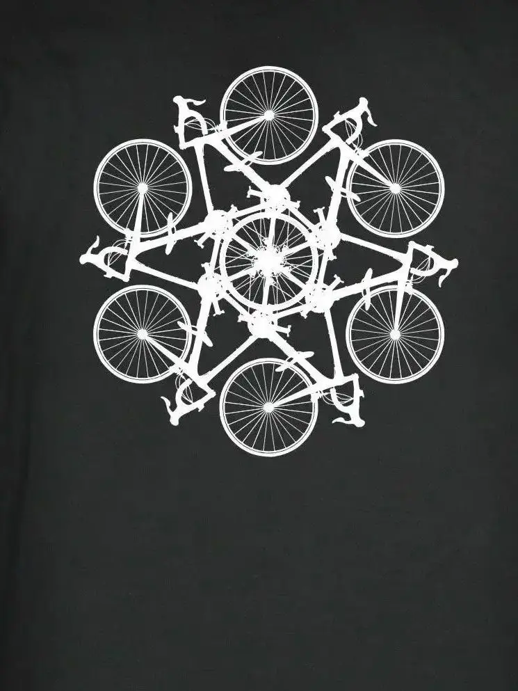 Funny Design Bicycle Circle Kaleidoscope Mens T-Shirt. Summer Cotton Short Sleeve O-Neck Unisex T Shirt New S-3XL