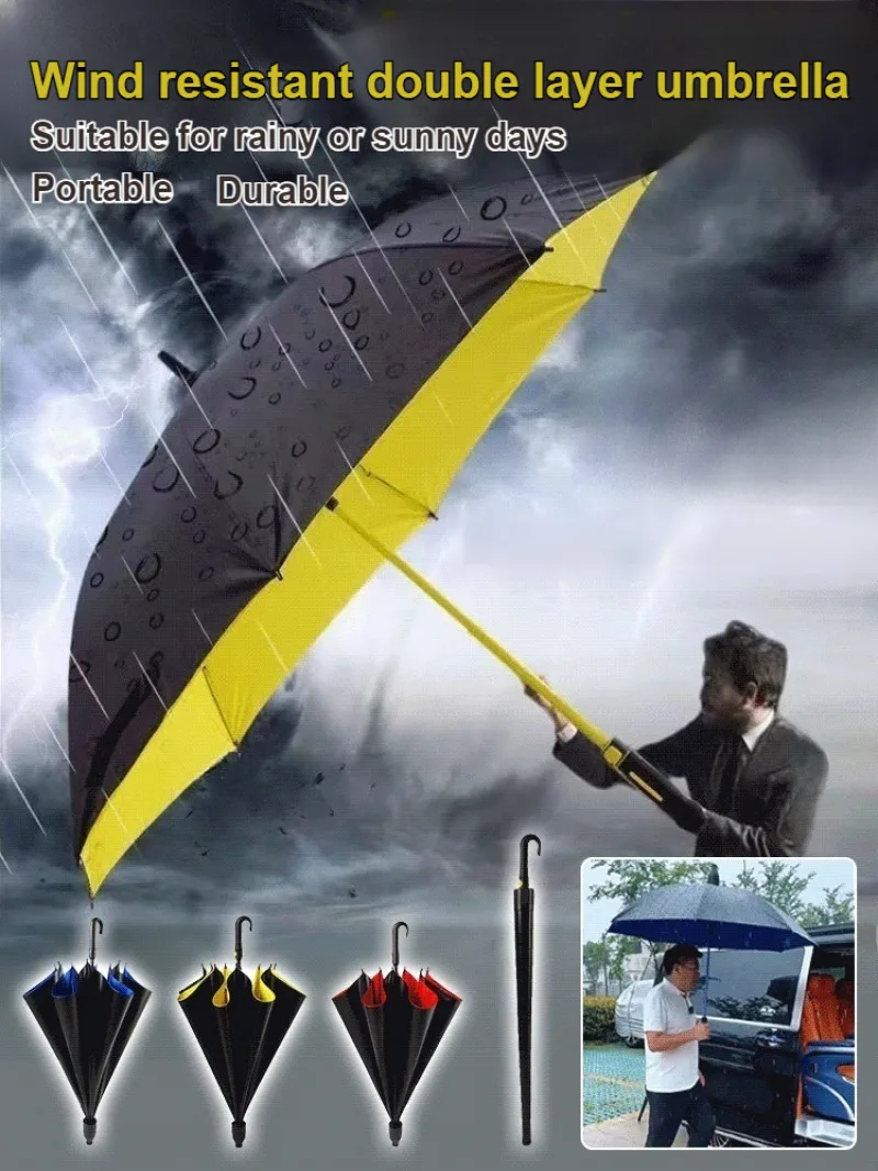 

Автоматический зонт Супер ветрозащитный зонт от дождя Прочный и большой размер для солнечных и дождливых дней