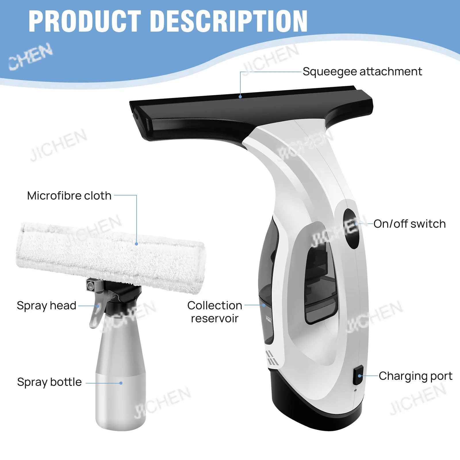 

Новый небольшой электрический стеклоочиститель, ручной стеклоочиститель, поглощает воду, сильную адсорбцию, эффективный и портативный.