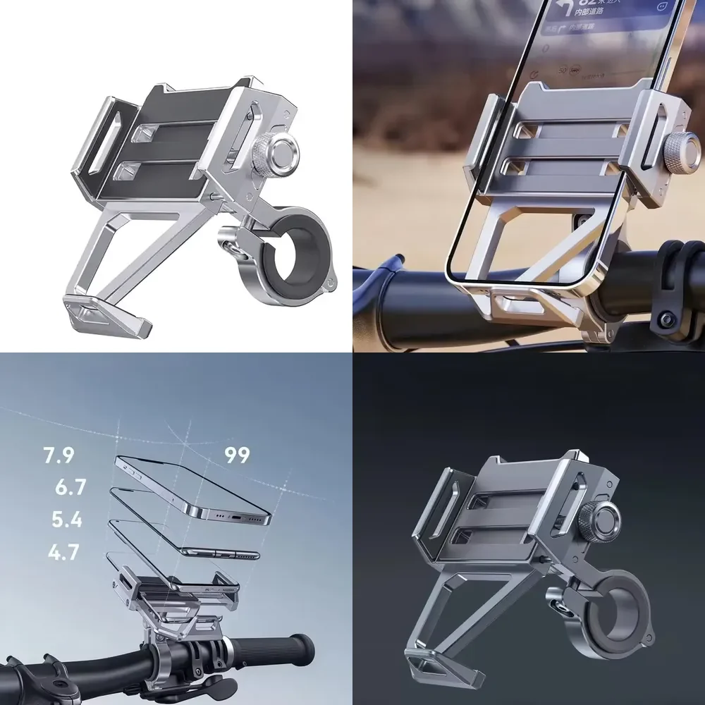 Portable Motorcycle Bicycle Navigation Bracket Aluminum Alloy Shockproof Mobile Phone Holder Manual Clip Fix