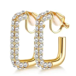 1Pair Temperament Square Texture Personality Trend Fashion Women Clip Earrings Simple Party Gifts Jewelry Exquisite Accessories