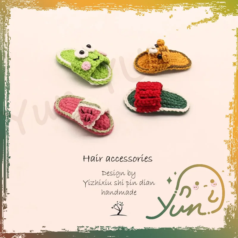 

Korean-Style Cartoon Slippers Wool Knitted Hairpin Bb Clip Cartoon Animal Bangs Clip Hair Accessories Handmade Knitted Hairpin