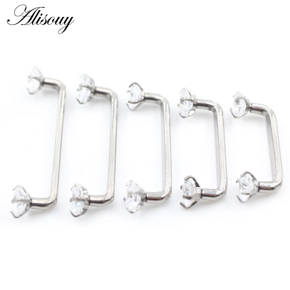 Alisouy 1PC Titanium Heart Star Zircon Threaded Surface Bar Barbell Micro Dermal Anchor Retainers Hide In Skin Piercing Jewelry