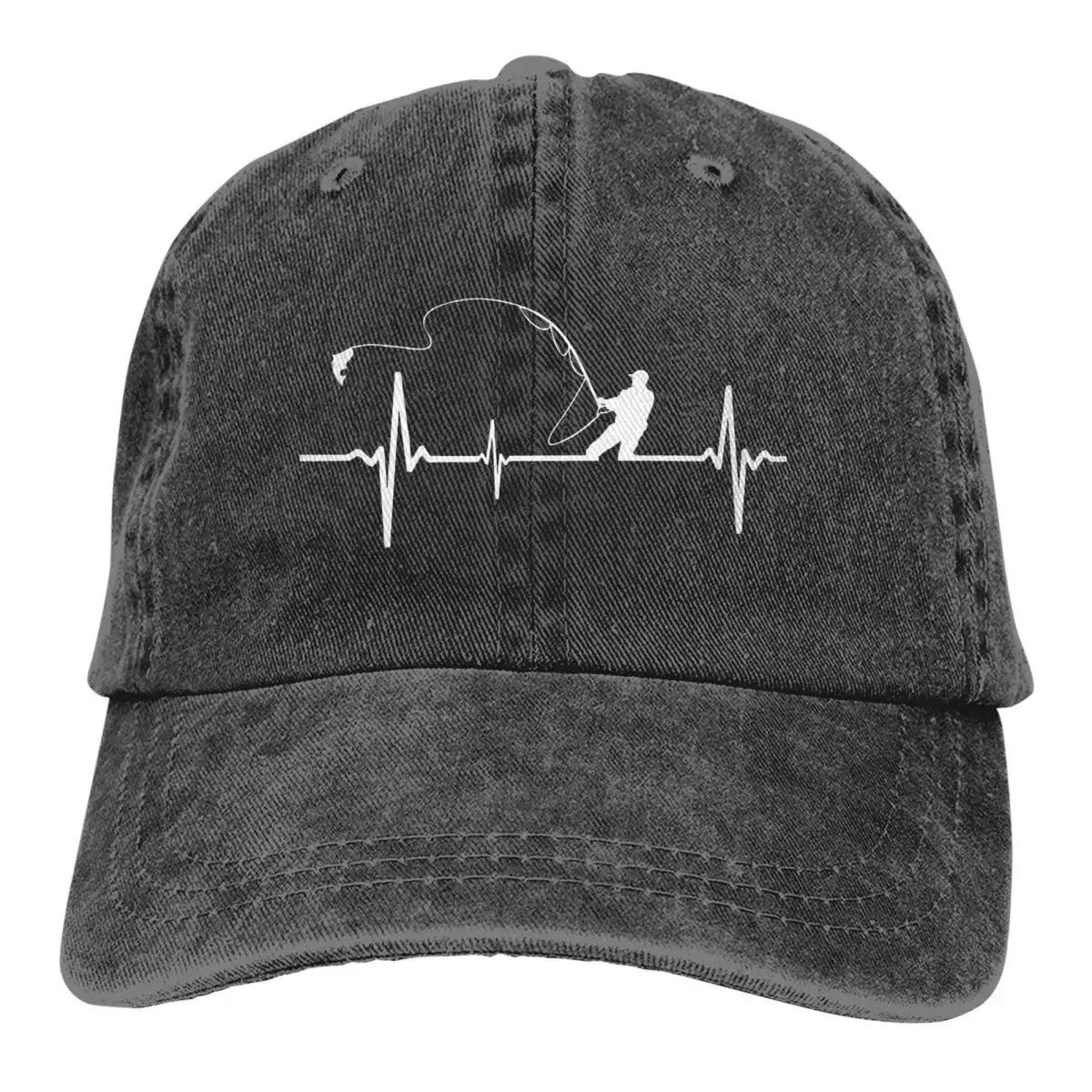 Fishing Heartbeat Baseball Cap Classic Distressed Cotton Fishermen Fisher Gear Sun Cap for Men Women Outdoor Goolf Caps Hat