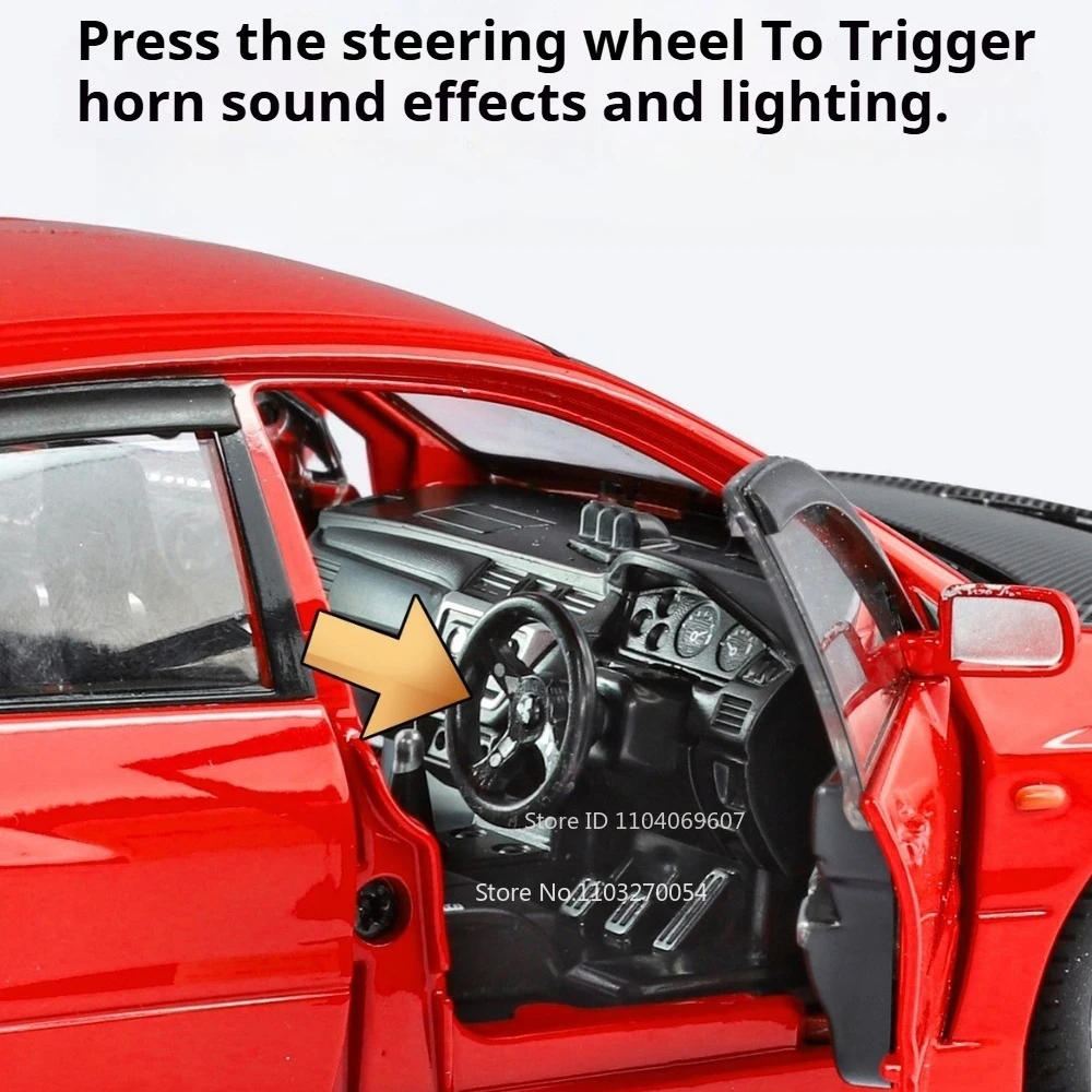 1:24 Mitsubishi Lancer Evolution IX modelo de aleación Diecast coche de juguete absorción de impacto sonido luz extraíble vehículo decoración de escritorio