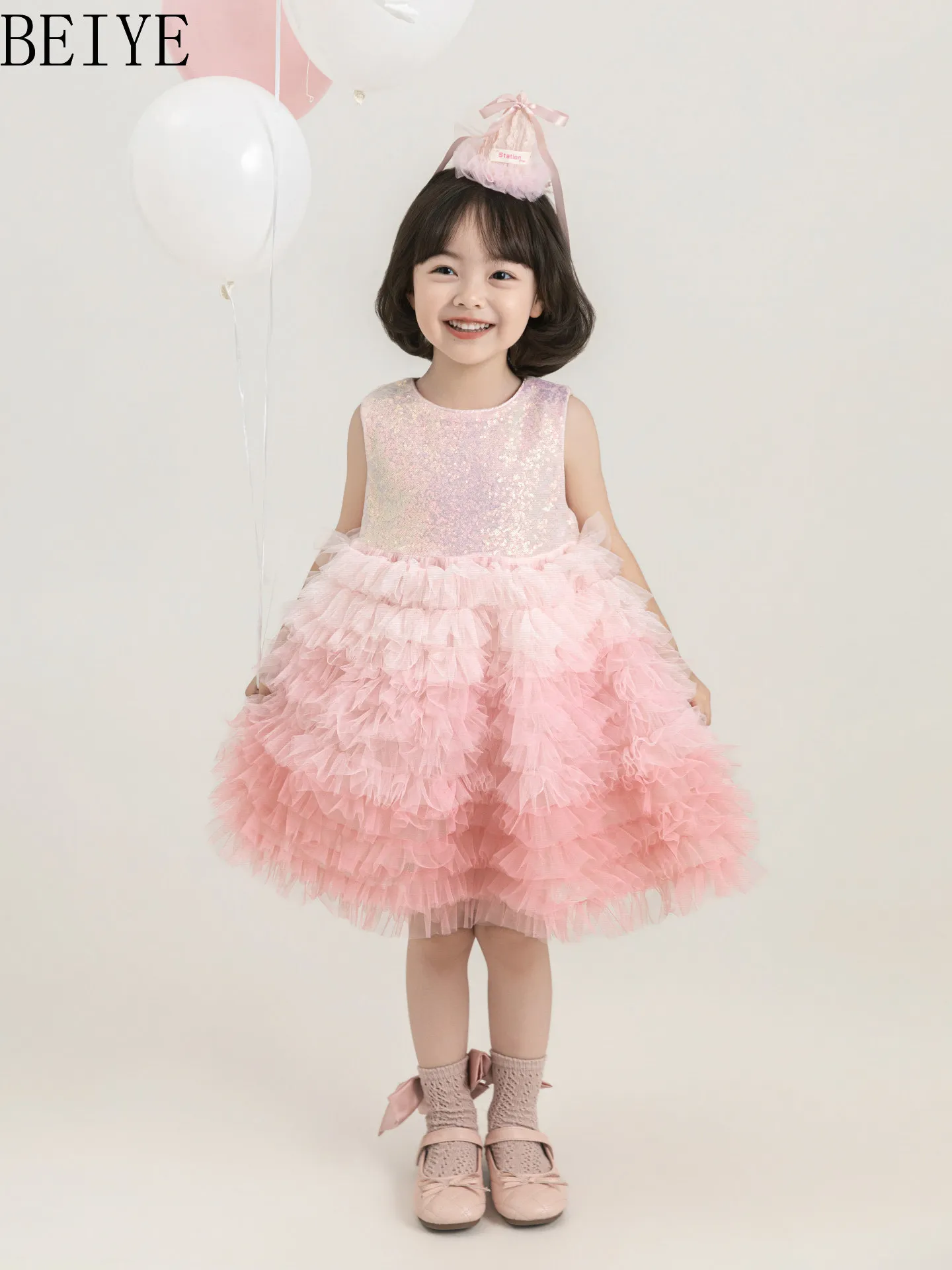 2026 New Girls' Dresses New Summer Children's Clothing Gradient Mesh Princess Dress Cool Sleeveless Sequin Casual Tank Dress