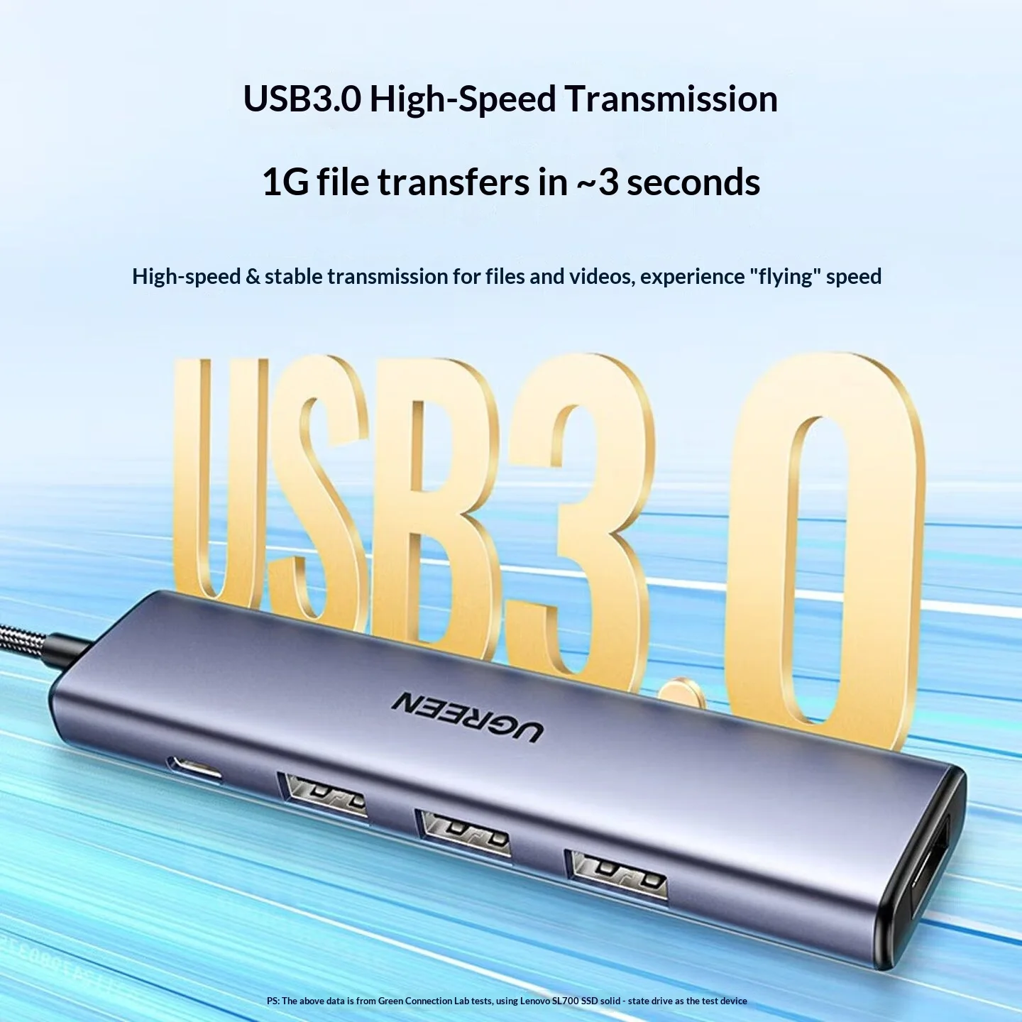 UGREEN CM473 20805 USB 3.0 Hub 4 Port High Speed USB Splitter Expansion Adapter 0.2m Cable for Laptop Computer
