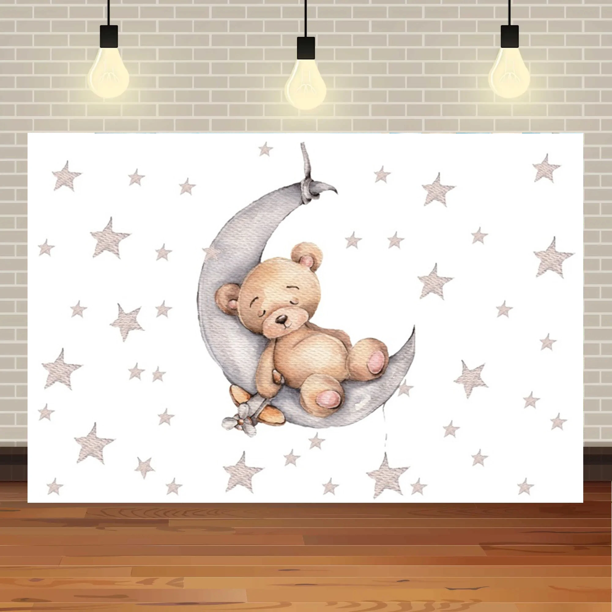 Baby Bear Hot Air Balloon Baby Shower Backdrop Photocall Girl or Boy Unveiling Party Birthday Decoration Backdrop Photo Studio