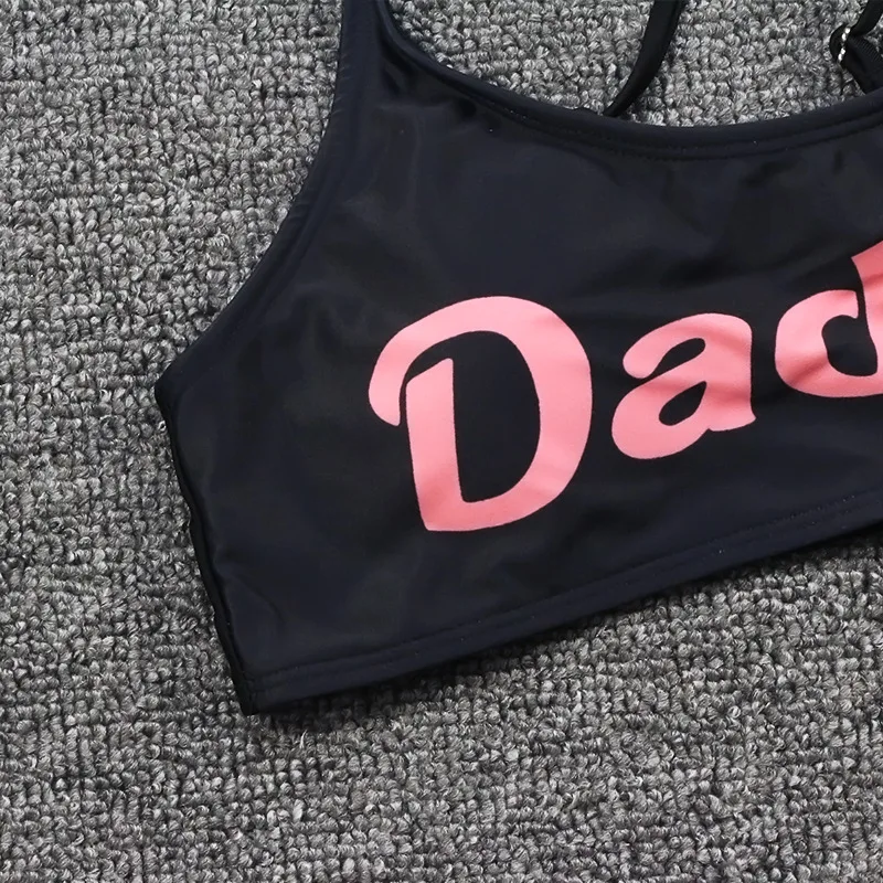 2025 Badpak Kom Hier Papa Alfabet Print Split Bikini Zomer Strand Micro Bikini Badpak Vrouwen Sexy Biquine Brasileiro