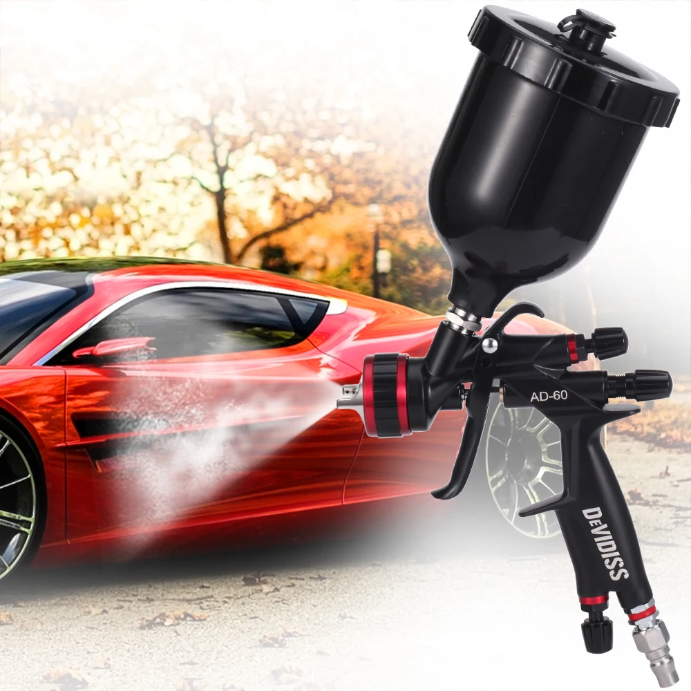 

DEVIDISS AD-60 Pneumatic Varnish Paint Spray Gun High Atomization Low Pressure 1.3mm Nozzle Gravity Feed