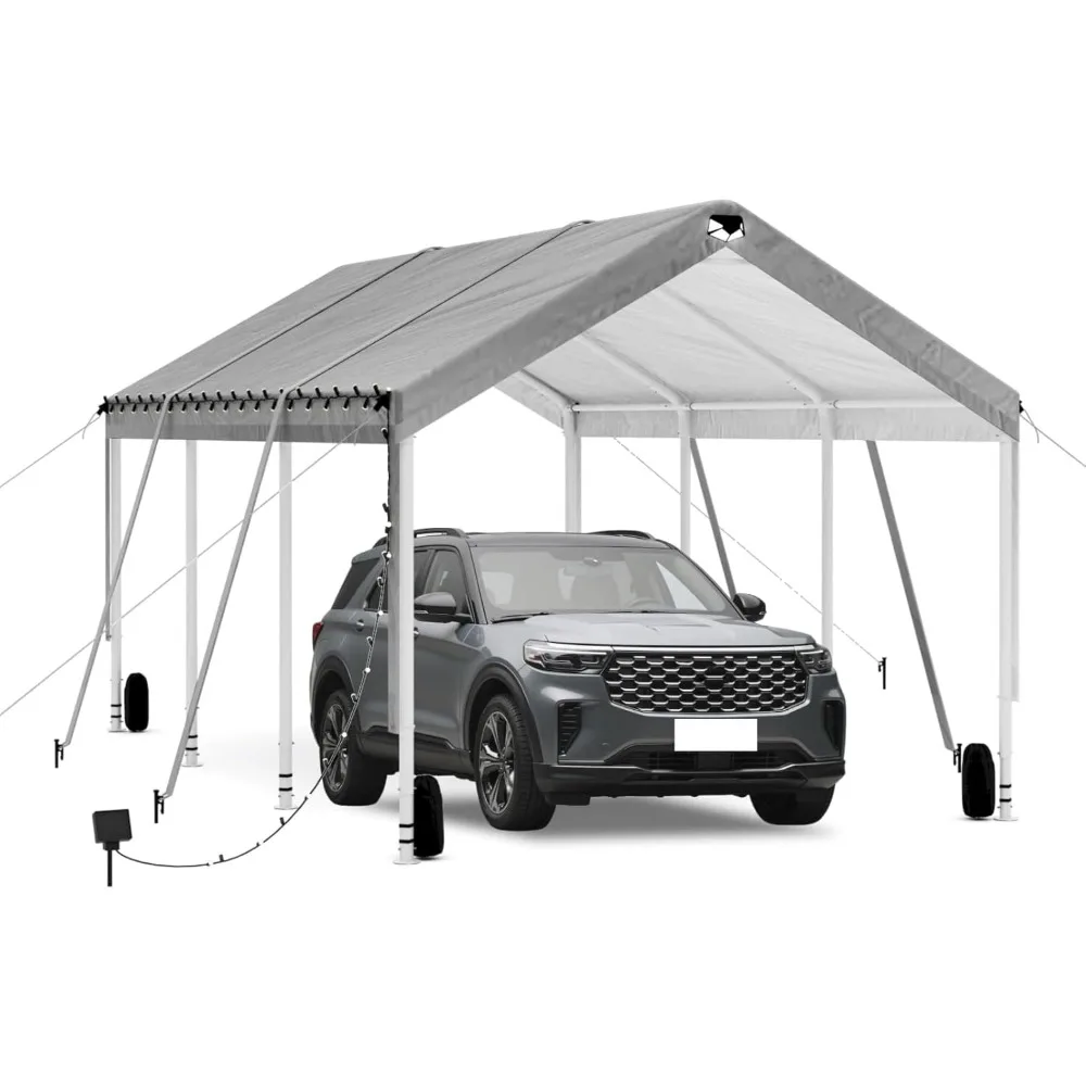 Carports Heavy Duty,Portable Car Port Garage,Carport Canopy with Adjustable Height Outdoor Car Shelter All Weather