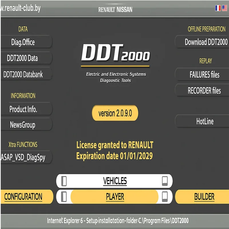For DDT2000 4.0.9.2 (patch_inside) + Bases 2023 Professional Diagnostic Data Tool deep diagnostics of Renault / Nissan vehicles