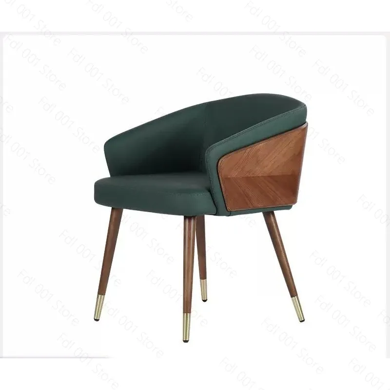 Simple and Creative Nordic Restaurant Solid Wood Chairs, Leather Backrest Stools, Stylish and Comfortable Seating