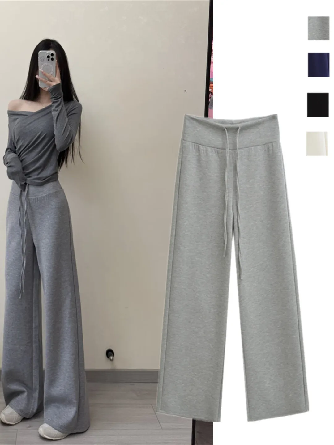 American Hot Girl Vintage Dstring wijde pijpen broek Dra losse casual sport all-match joggingbroek voor ort vrouwen