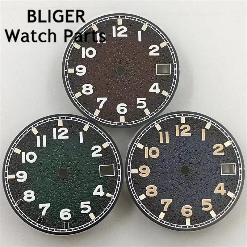BLIGER 29mm Watch Dial Black Green Blue Brown Gradient Color Dial C3 Green Luminous Fit NH34 NH35 NH36 Movements