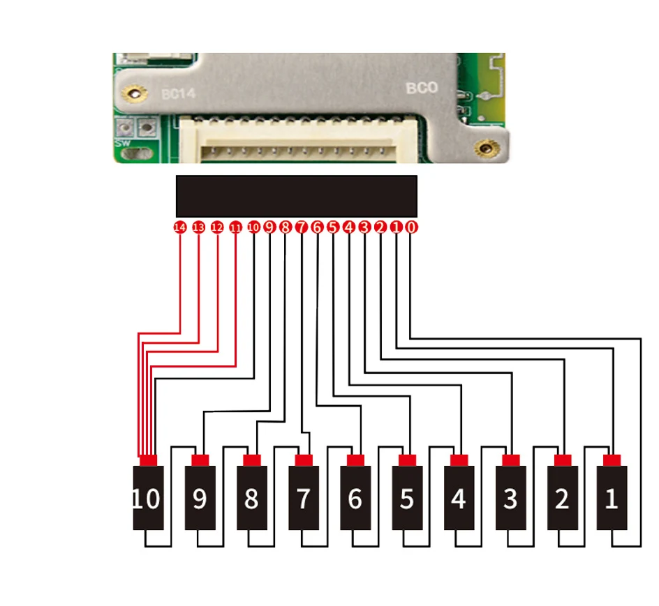 JiaBaiDa Automized Identify 7s-14s 7S 8S 9S 10S 11S 12S 13S 14S 20A 30A LFP NMC Smart BMS 24V 36V 48V Battery Management System
