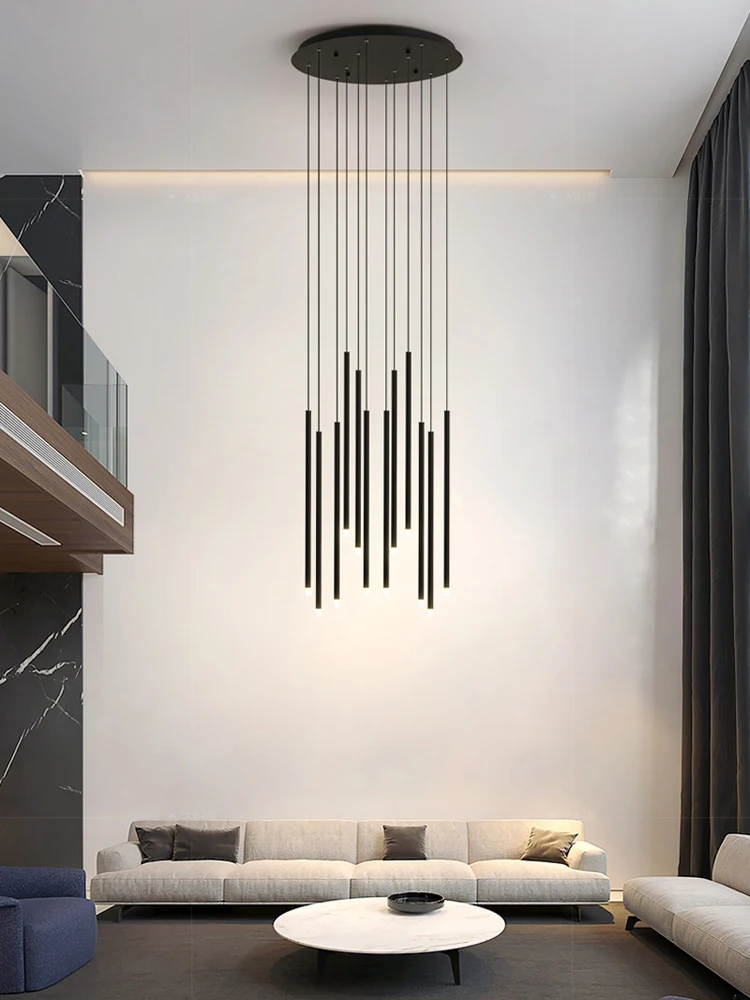 Imagem -02 - Modern Led Chandelier Teto Droplight Duplex Apartamento Stair Chandeliers Sala de Jantar Luzes Penduradas Hotel Decor Pendant Lamp