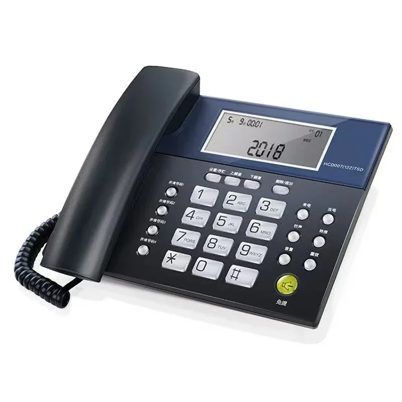 Corded Telephone, Wired Landline Phone with Large LCD Screen, 8 Ringtones, Speakerphone, for Office, Home, White, Gray Blue