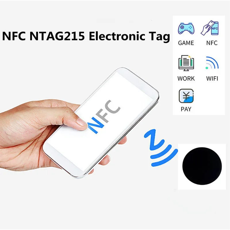 25mm NFC Tag Black NFC 215 Stickers Protocol ISO14443A 13.56MHz 540Bytes NTAG215 Universal Label RFID Tags for All NFC Phones