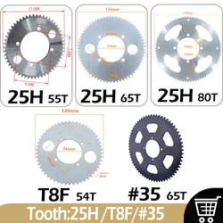 25H Chain 55T  65T 80T Tooth for Mini Moto ATV Quad Dirt Pit Pocket Bike Scooter Parts T8F Chain 54T Tooth #35 Chain 65T Tooth