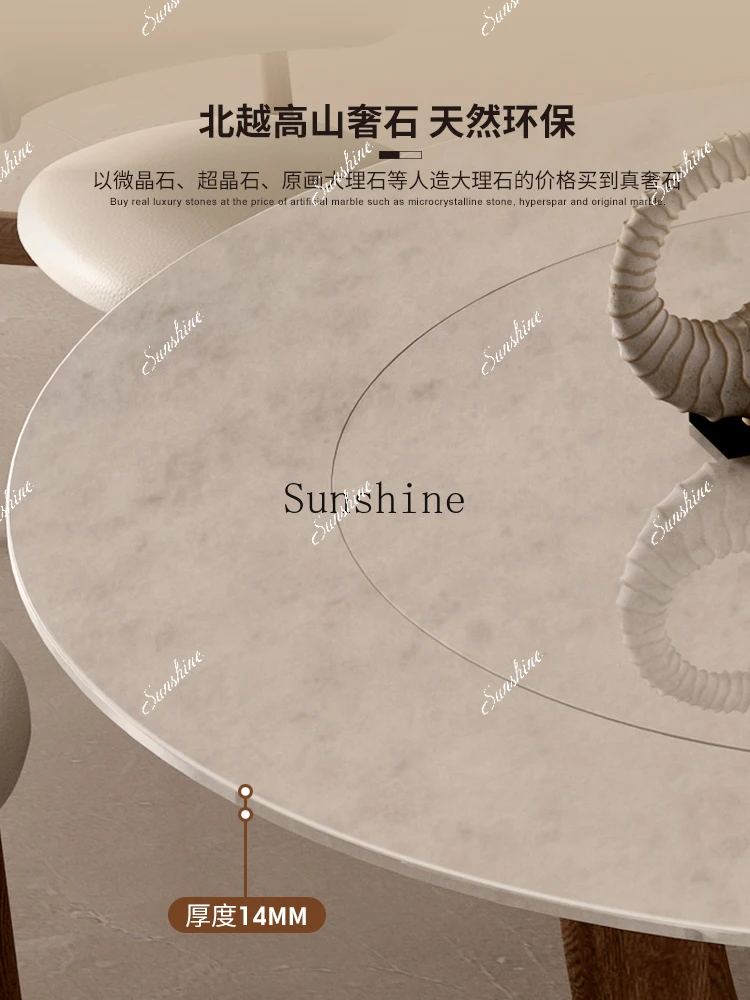 طاولة طعام إيطالية فاخرة من الحجر الطبيعي النقي ذات إحساس عالٍ وشريط بلون الجوز FT