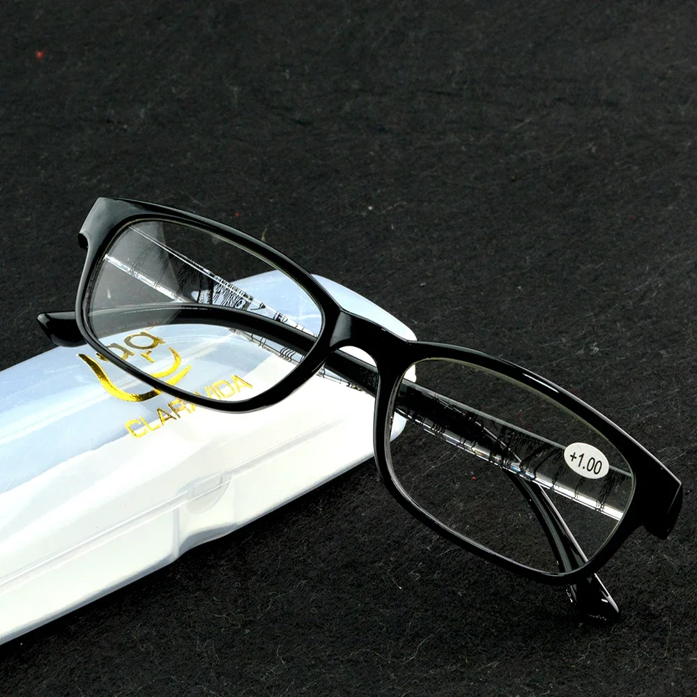 

Clara Vida Square Black With Transparent Temple Men Women Reading Glasses +1 +1.5 +2 +2.5 +3 +3.5 +4