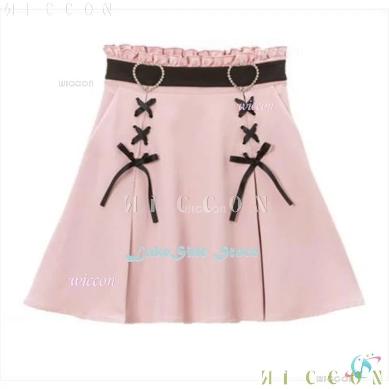 女の子用長袖Tシャツ,女の子用長袖シャツ,ピンクと黒のドレス,かわいいロールプレイセット,y2kトップ,日本のリボンブラウス