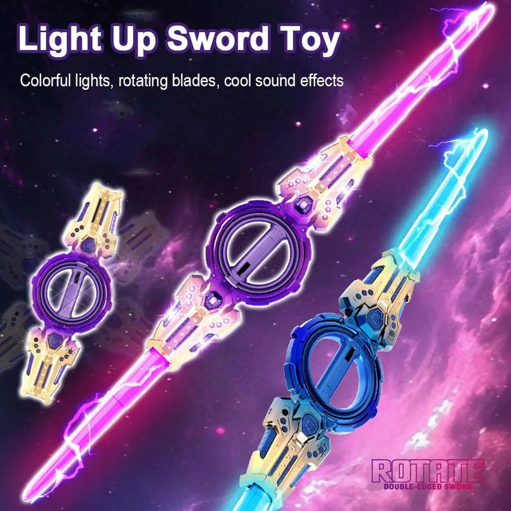 

Cool Double-edged Lightsaber With Telescopic Bearings Rotating Cool Lighting And Sound Effects A Boy's Toy Gift