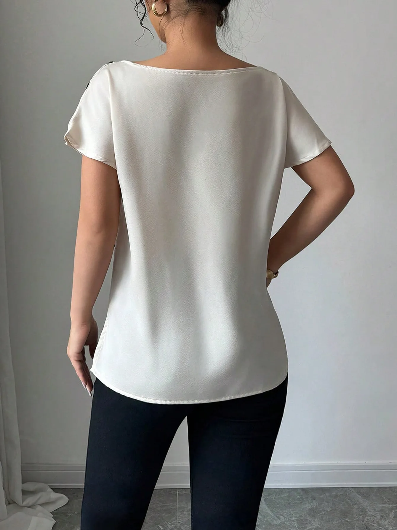 European and American New Fashionable Women's Shirt Wide Neck Off Shoulder Sexy and Comfortable Casual Solid Color Top