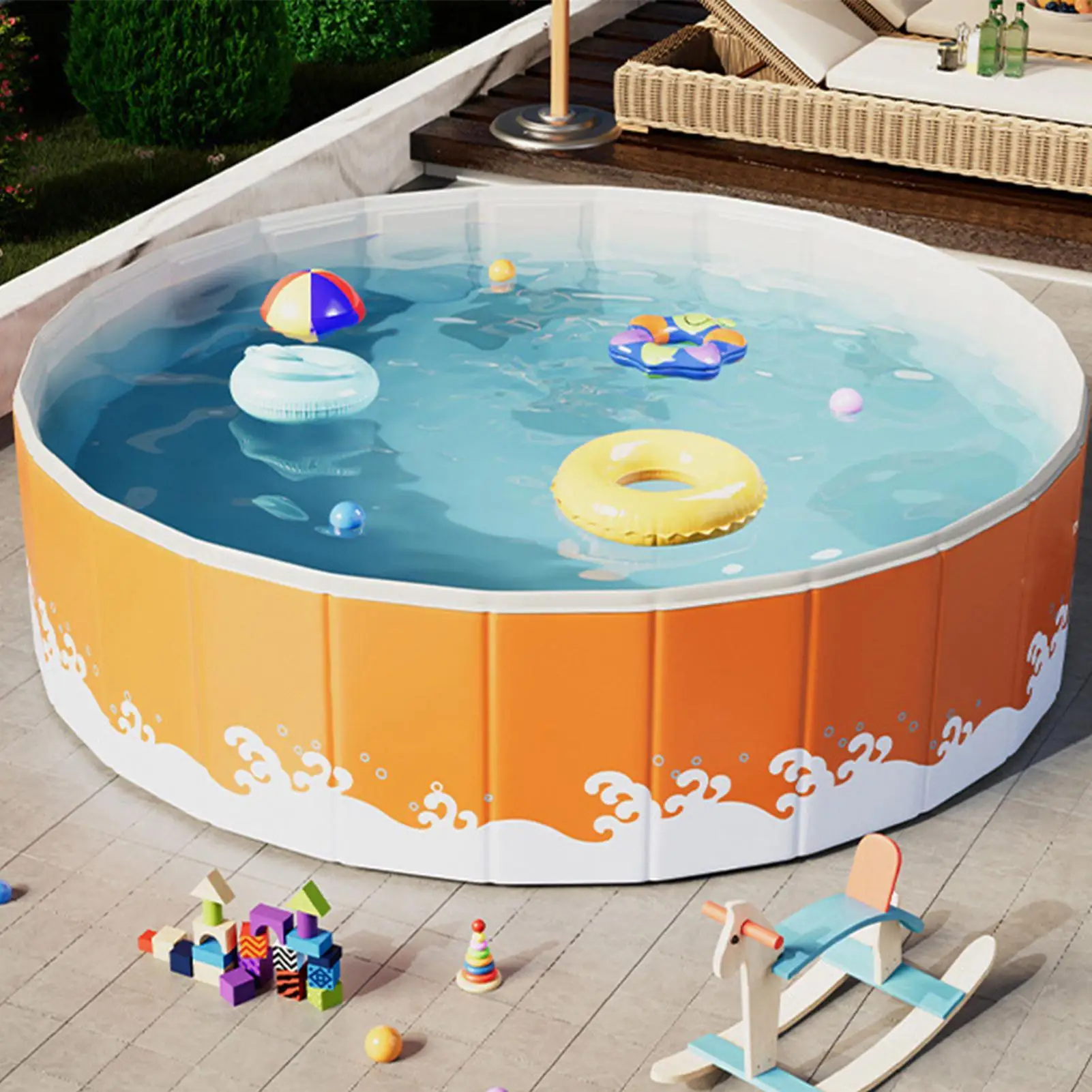 Non-inflatable Swimming Pool Wear-Resistant Foldable Swimming Pool Swim Tool Family Pool Foldable Outdoor Large Swimming Pool