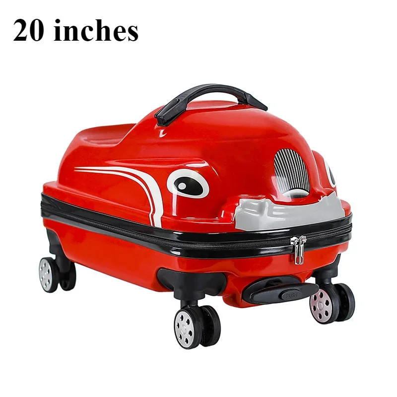 20 Inch Kid Riding Trolley Case 3 in 1 Luggage Suitcase Lightweight Cartoon Simulation Car Toy Scooter Trolley Case for Boys Kid