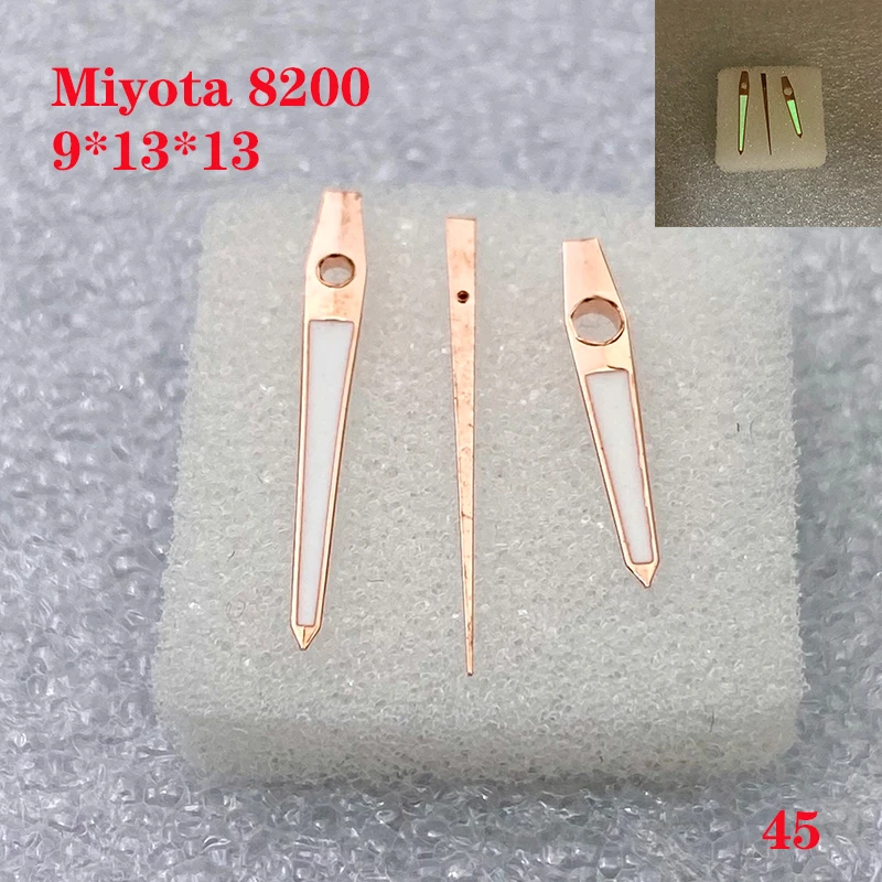 Watch Accessories Watch Hand 3 Needles for Miyota 8200 Movement Size 9.0mm*13.0mm*13.0mm man Green Luminous No.045