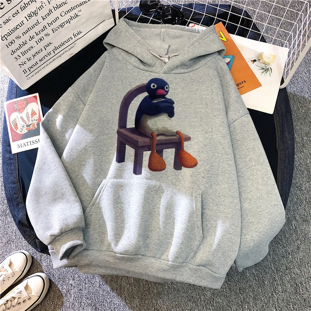 Sweat à capuche Pingu Anime pour femme, style coréen, pull esthétique Smile Y2K, sweats à capuche gothiques pour femme