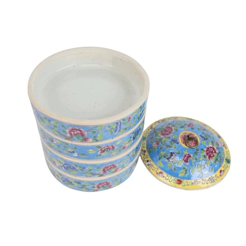 Multi-layer storage box with lid Chinese soft decoration handicraft ornament tea room dried fruit box