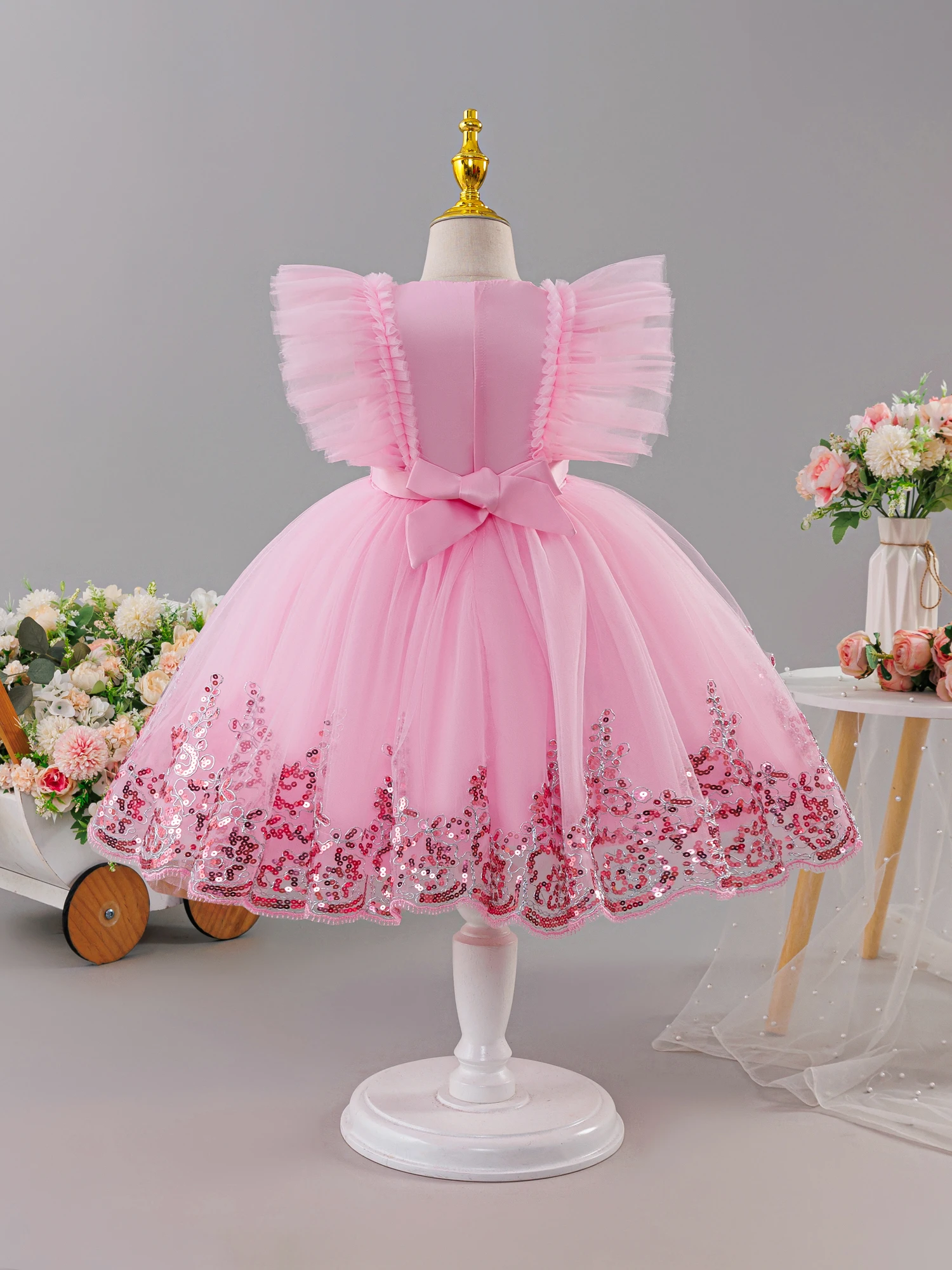 Girls Princess Dress  Children's lace Wedding dress tutu Dress Banquet Performance dress
