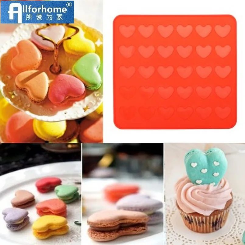 30 Hearts Silicone Macaron Mat Bakeware Macaroon DIY Mat Macaron Baking Mould Handmade Dessert Biscuit Mold Pastry Cookie Sheet