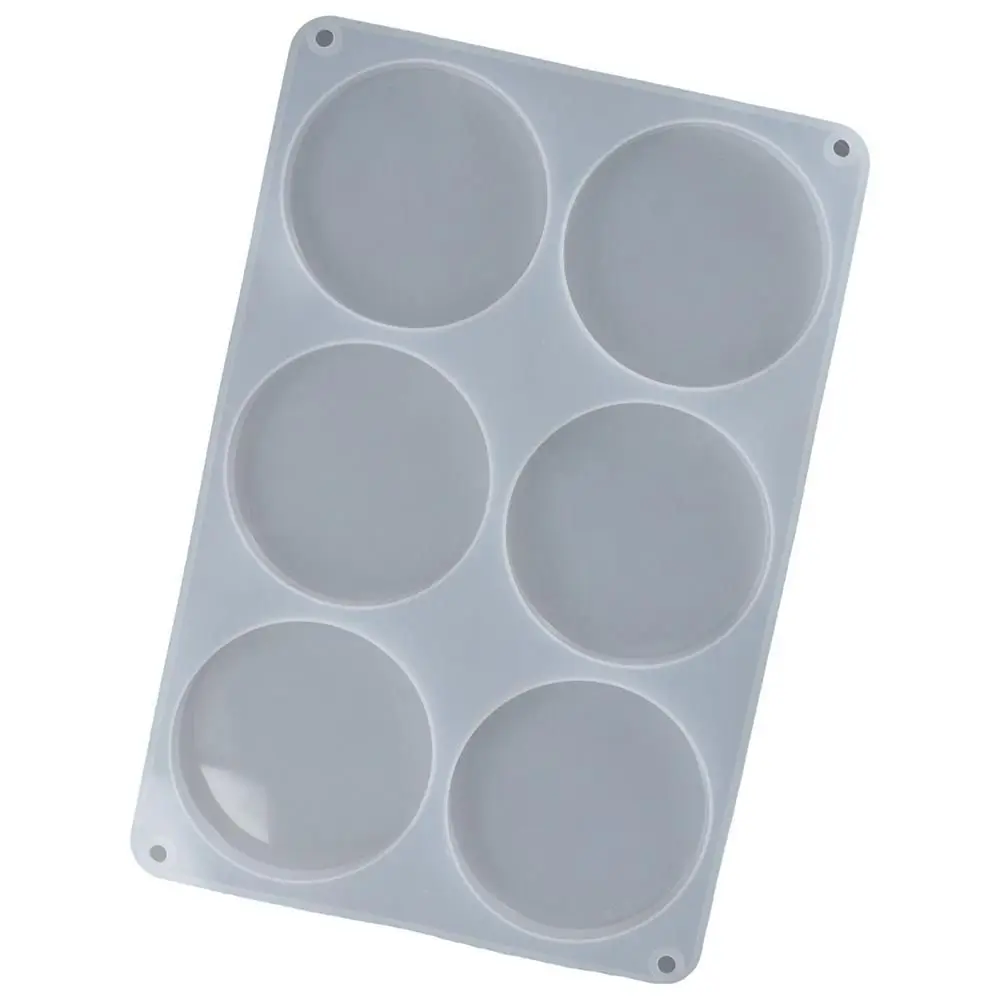 Random Color Resin Coaster Molds 6-Cavity Round Shape Silicone Coaster Molds Reusable Dripping Glue Design