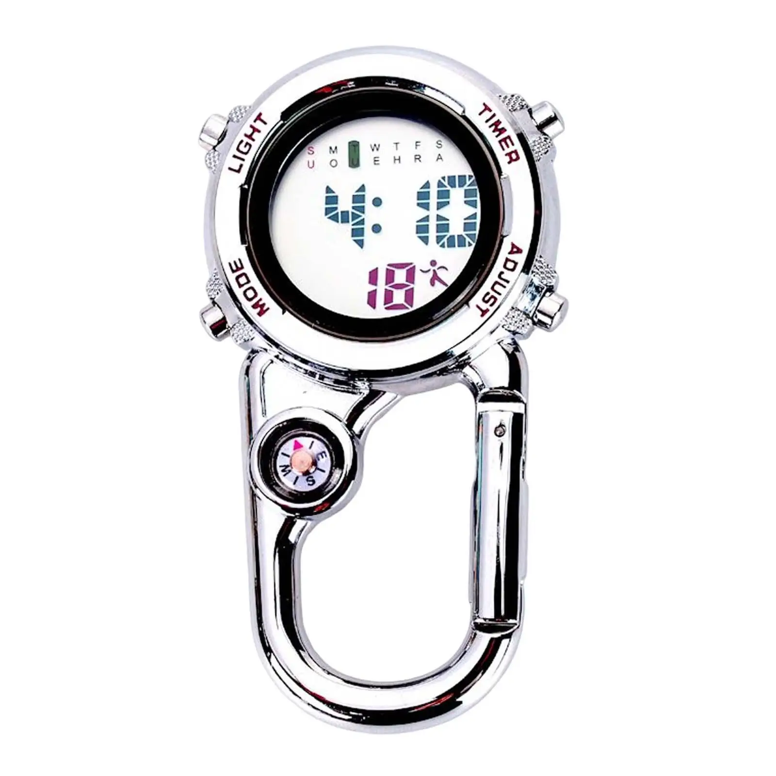 Digital Carabiner Watch with Backlight with Alarm Clock Date Week Unisex Pocket