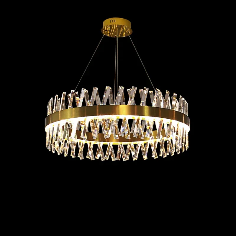 

Luxury Modern Crystal chandelier Gold Round Ringpendant lamp For Living Room Dining Room Bedroom Study Decor Light